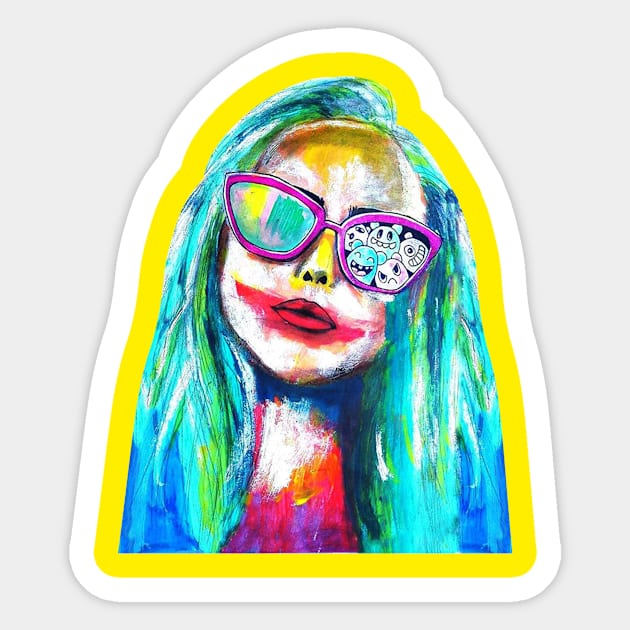 blue hair lisa Sticker by chachazart